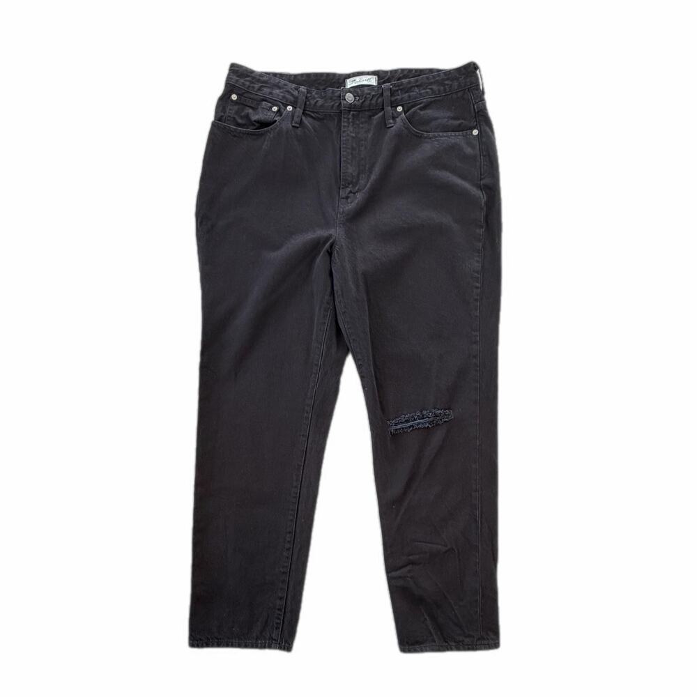 Madewell Perfect Vintage Black High Rise Tapered Distressed Cotton Denim Jeans